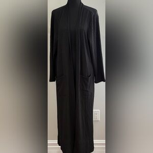 Attitudes by Renee 1XP Black Duster Cardigan w Pockets& Bottom Slits  764